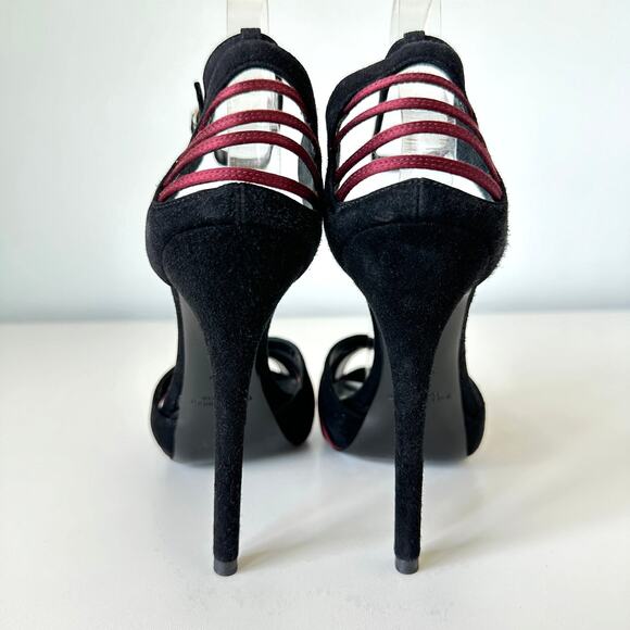 Ralph Lauren Purple Label Black Ankle Strap Heel Sandal Size 7.5 B - Picture 9 of 12